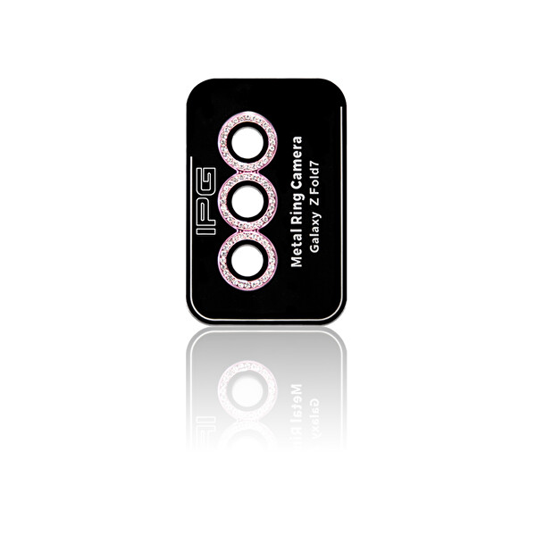 IPG Samsung Galaxy Z Fold 7 Uyumlu ProLENS Kamera Lens Koruyucu Elmas Taş Çerçeveli Kırılmaz Cam - Pembe