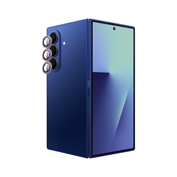 IPG Samsung Galaxy Z Fold 7 Uyumlu ProLENS Kamera Lens Koruyucu Elmas Taş Çerçeveli Kırılmaz Cam - Pembe