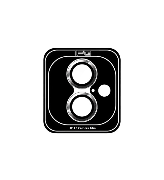 IPG iPhone 17 için ProLENS Kamera Lens Koruyucu Alüminyum CD Çerçeveli Kırılmaz Cam Gümüş 3
