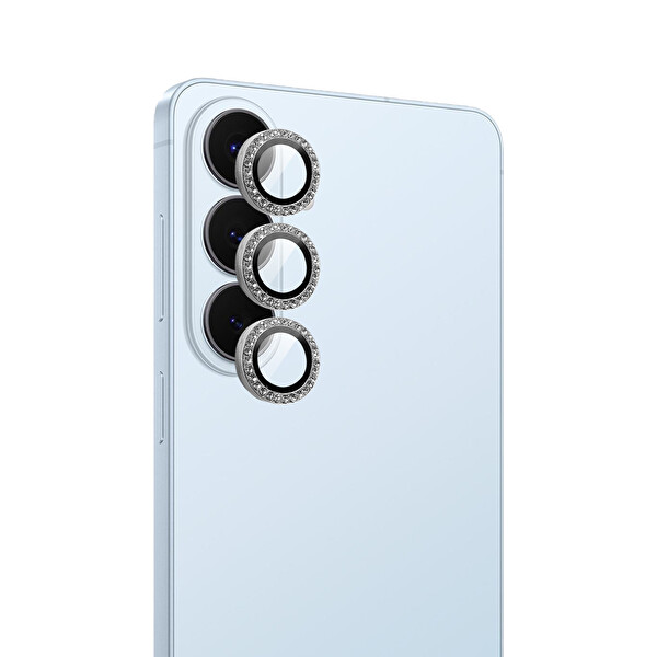 IPG Samsung Galaxy S26   S26 Plus Uyumlu ProLENS Kamera Lens Koruyucu Elmas Taş Çerçeveli Kırılmaz Cam   Gümüş 5