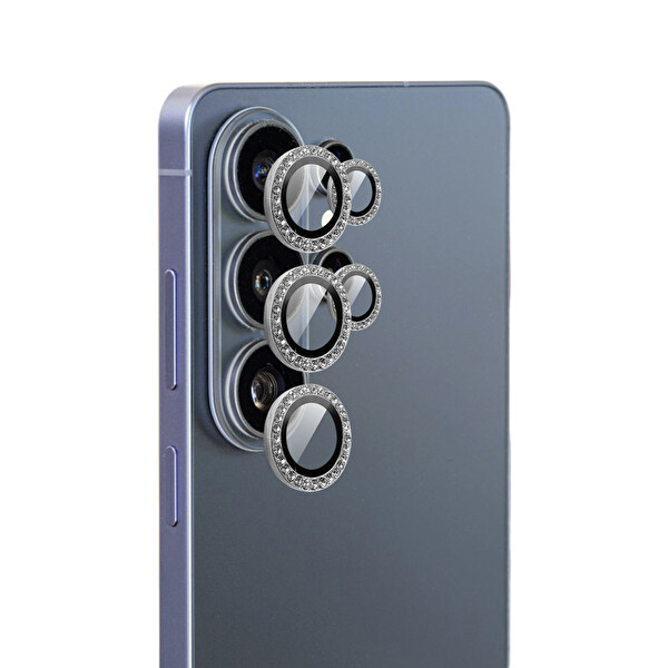 IPG Samsung Galaxy S26 Ultra Uyumlu ProLENS Kamera Lens Koruyucu Elmas Taş Çerçeveli Kırılmaz Cam - Gümüş