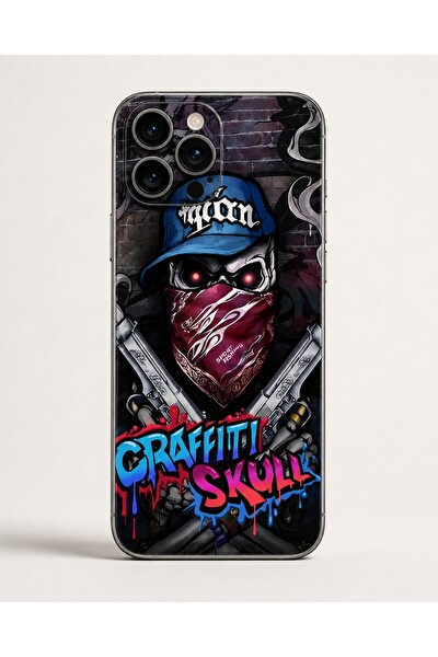 Piyatech Graffiti Skull Tüm Telefon Modellerine Uyumlu Kaplama Sipariş Sonrası Marka ve Modelinizi İletiniz