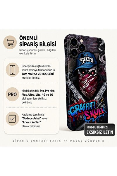 Piyatech Graffiti Skull Tüm Telefon Modellerine Uyumlu Kaplama Sipariş Sonrası Marka ve Modelinizi İletiniz