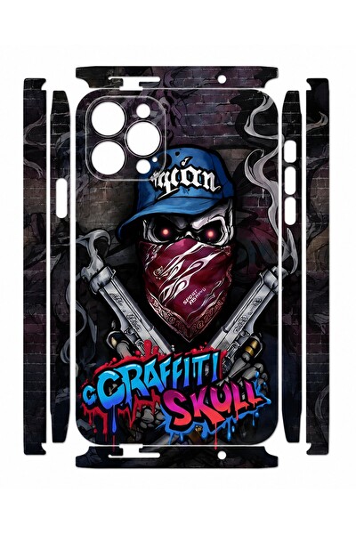 Piyatech Graffiti Skull Tüm Telefon Modellerine Uyumlu Kaplama Sipariş Sonrası Marka ve Modelinizi İletiniz