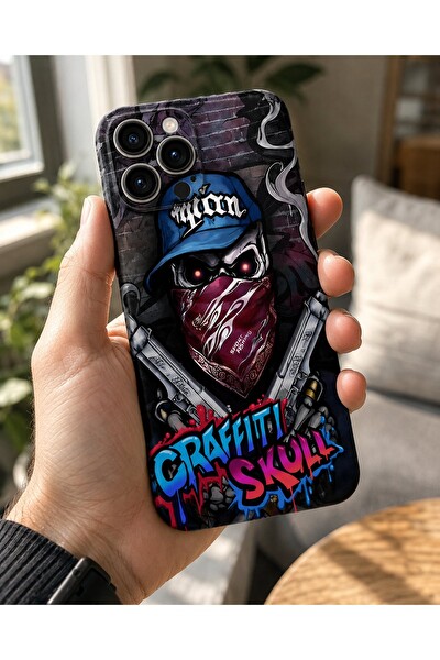 Piyatech Graffiti Skull Tüm Telefon Modellerine Uyumlu Kaplama Sipariş Sonrası Marka ve Modelinizi İletiniz