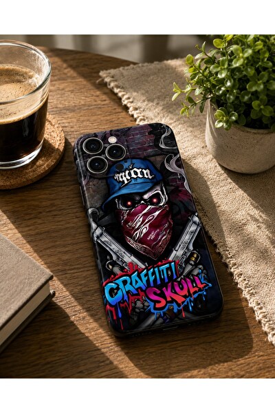 Piyatech Graffiti Skull Tüm Telefon Modellerine Uyumlu Kaplama Sipariş Sonrası Marka ve Modelinizi İletiniz