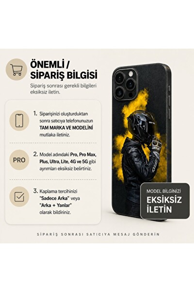 Piyatech Sarı Duman Rider Tüm Telefon Modellerine Uyumlu Kaplama Sipariş Sonrası Marka ve Modelinizi İletiniz