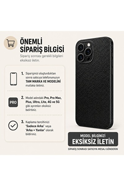 Piyatech Obsidyen Deri Dokusu Tüm Telefon Modellerine Uyumlu Kaplama Sipariş Sonrası Marka ve Modelinizi İletiniz