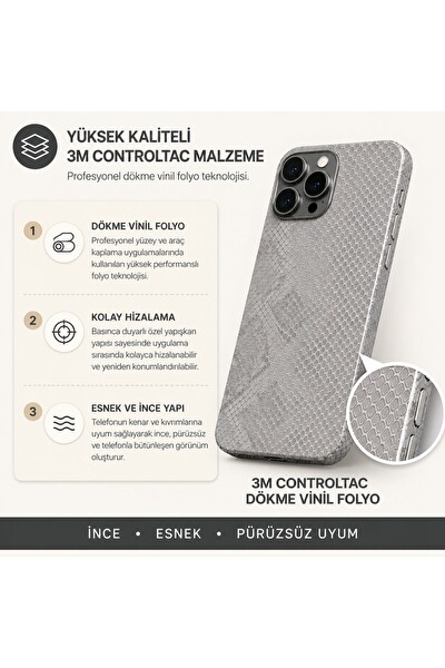 Piyatech Açık Gri Yılan Derisi Tüm Telefon Modellerine Uyumlu Kaplama Sipariş Sonrası Marka ve Modelinizi İletiniz