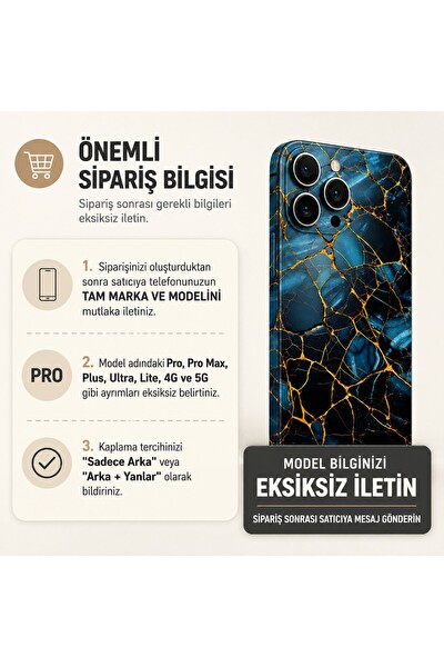 Piyatech Safir Altın Mermer Tüm Telefon Modellerine Uyumlu Kaplama Sipariş Sonrası Marka ve Modelinizi İletiniz