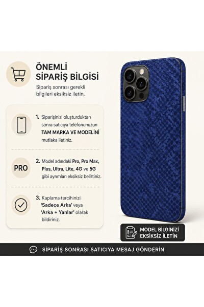 Piyatech Mavi Yılan Derisi Tüm Telefon Modellerine Uyumlu Kaplama Sipariş Sonrası Marka ve Modelinizi İletiniz