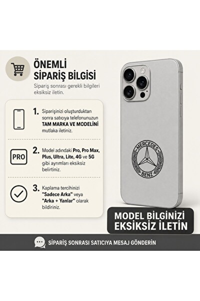 Piyatech Gümüş Mercedes Tüm Telefon Modellerine Uyumlu Sipariş Sonrası Marka ve Modelinizi İletiniz