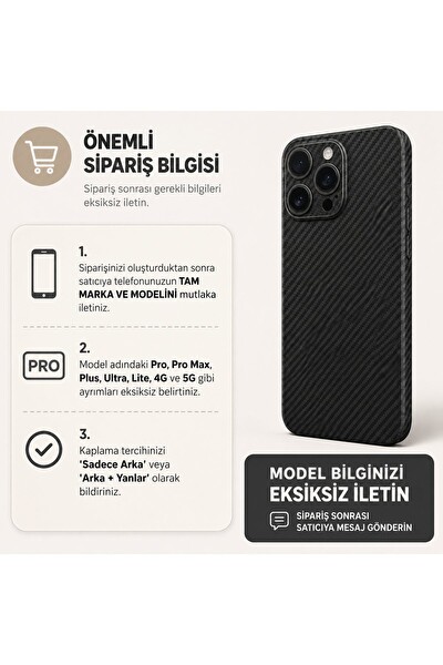 Piyatech Gece Karbonu 2 Tüm Telefon Modellerine Uyumlu Kaplama Sipariş Sonrası Marka ve Modelinizi İletiniz