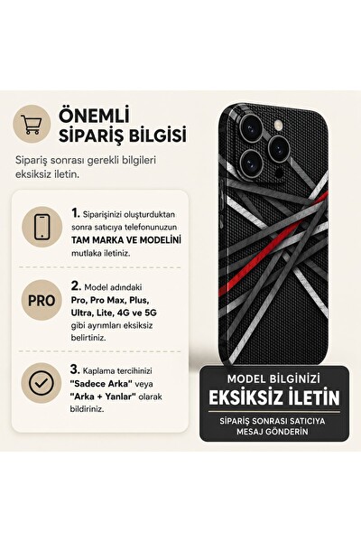 Piyatech Karbon Kırmızı Çizgi Tüm Telefon Modellerine Uyumlu Kaplama Sipariş Sonrası Marka ve Modelinizi İletiniz