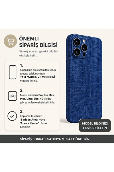 Piyatech Gece Mavisi Dokuma Tüm Telefon Modellerine Uyumlu Kaplama Sipariş Sonrası Marka ve Modelinizi İletiniz