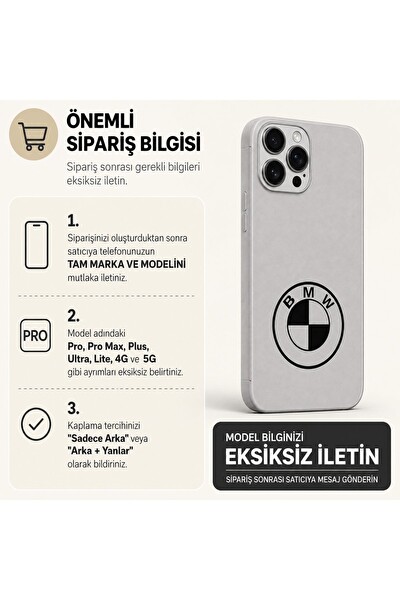 Piyatech Gümüş BMW Tüm Telefon Modellerine Uyumlu Kaplama Sipariş Sonrası Marka ve Modelinizi İletiniz