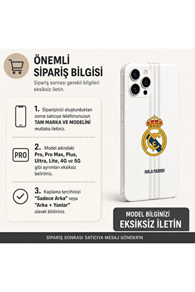 Piyatech Madrid Beyaz Tüm Telefon Modellerine Uyumlu Kaplama Sipariş Sonrası Marka ve Modelinizi İletiniz