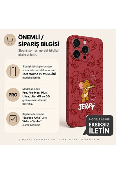 Piyatech Jerry Kırmızı Eskiz Tüm Telefon Modellerine Uyumlu Kaplama Sipariş Sonrası Marka ve Modelinizi İletiniz