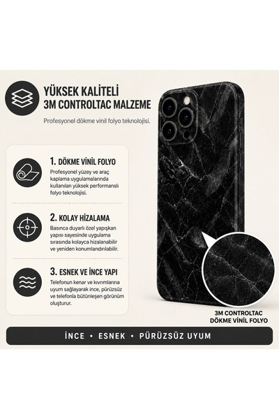 Piyatech Gece Obsidyen Mermer Tüm Telefon Modellerine Uyumlu Kaplama Sipariş Sonrası Marka ve Modelinizi İletiniz
