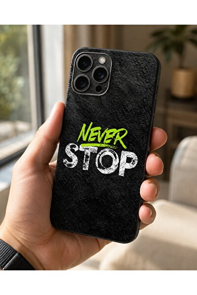 Piyatech Neon Never Stop Siyah Tüm Telefon Modellerine Uyumlu Kaplama Sipariş Sonrası Marka ve Modelinizi İletiniz