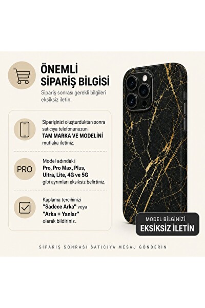 Piyatech Altın Gece Mermer Tüm Telefon Modellerine Uyumlu Kaplama Sipariş Sonrası Marka ve Modelinizi İletiniz