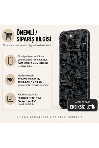 Piyatech Siber Mekanik Siyah Tüm Telefon Modellerine Uyumlu Kaplama Sipariş Sonrası Marka ve Modelinizi İletiniz