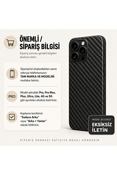 Piyatech Karbon Örgü Siyah Tüm Telefon Modellerine Uyumlu Kaplama