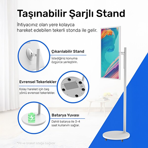 NPO SW3293T 32'' Full HD 4 RAM 128 GB Android Dokunmatik Şarjlı Taşınabilir Smart Led Ekran