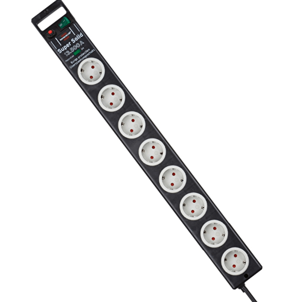 Brennenstuhl Super Solid Serisi 8 Soketli 2,5 Metre 13.500 mAh Akım Korumalı Siyah Priz