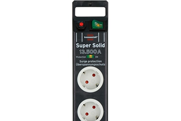 Brennenstuhl Super Solid Serisi 5 Soketli 2,5 Metre 13.500 mAh Siyah Akım Korumalı Priz