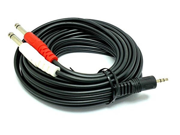 Electroon 3.5 MM Stereo 2x6.3 MM Mono 5 Metre Jaklı Kablo