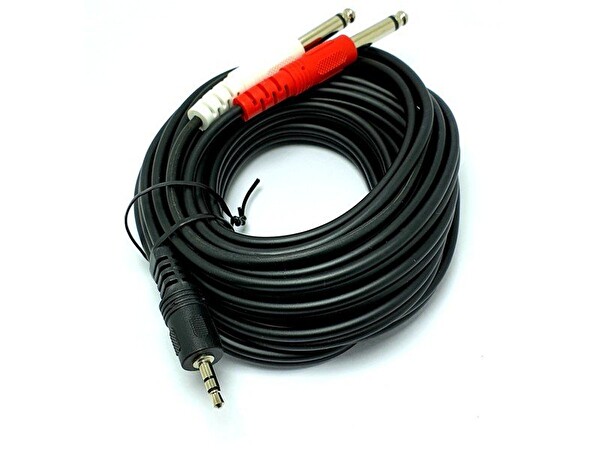 Electroon 3.5 MM Stereo 2x6.3 MM Mono 5 Metre Jaklı Kablo