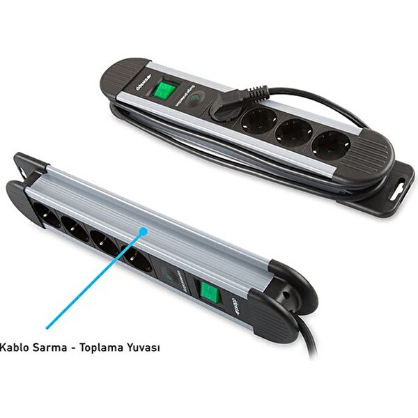 S-Link Swapp SPGKS05 1.5 M 3G1.5MM2 900 Joule 5'li Gri Akım Korumalı Priz