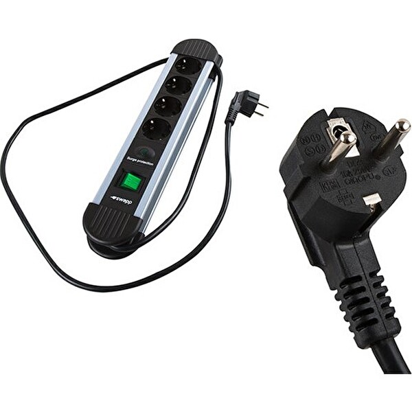 S-Link Swapp SPGKS05 1.5 M 3G1.5MM2 900 Joule 5'li Gri Akım Korumalı Priz