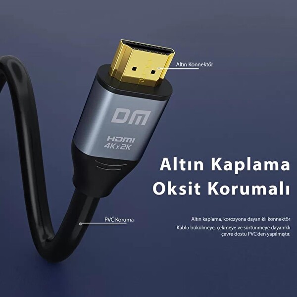 DM HI015 4K 60 Hz HDMI 2.0 15 M Görüntü ve Ses Aktarım Kablosu