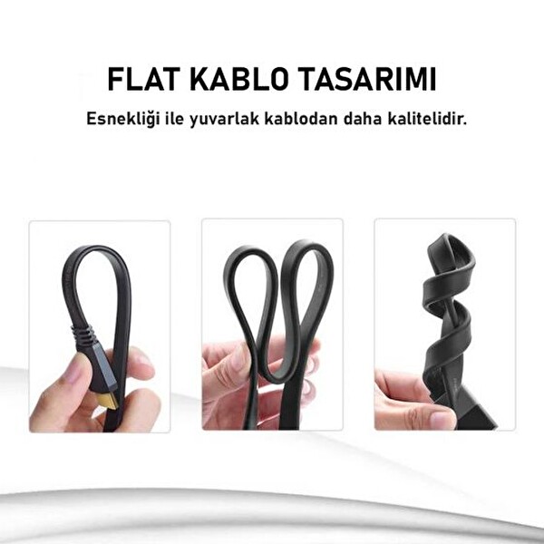 Ugreen Yüksek Hızlı 1.5 M 4K HDMI Flat Kablo 4