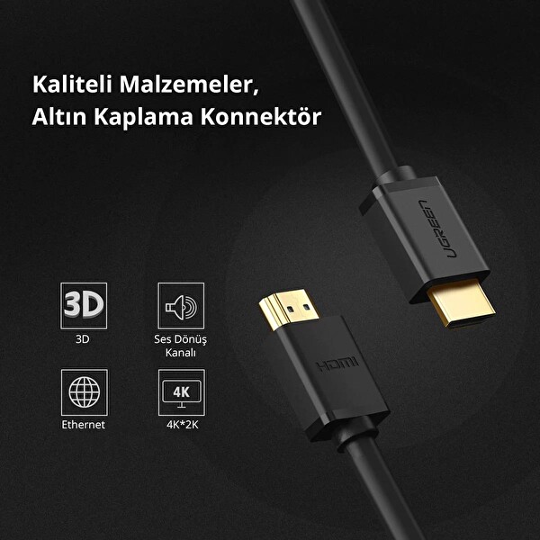 Ugreen HD104 Yüksek Hızlı 4K 2 M HDMI Kablo 3