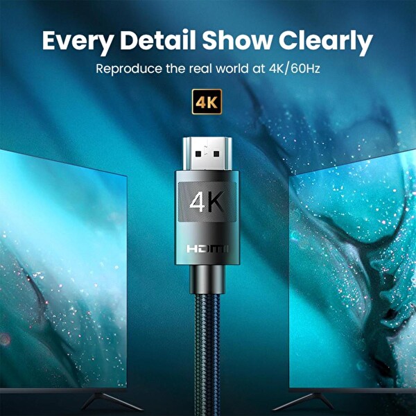 Ugreen Örgülü HDMI 2.0 4K 60 Hz 1 M Görüntü Aktarım Kablosu