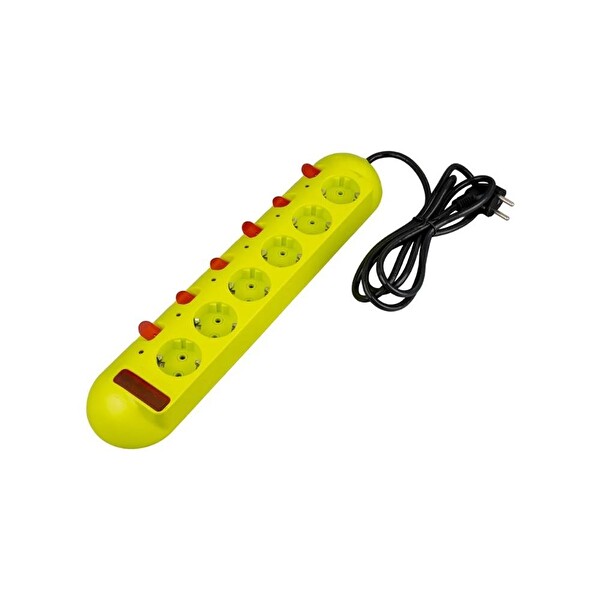 VEA VE-E60 6'lı 1.5 Metre Ayrı Anahtarlı Akım Korumalı Grup Priz