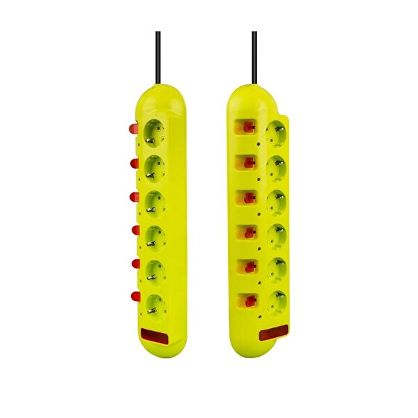 VEA VE-E60 6'lı 1.5 Metre Ayrı Anahtarlı Akım Korumalı Grup Priz