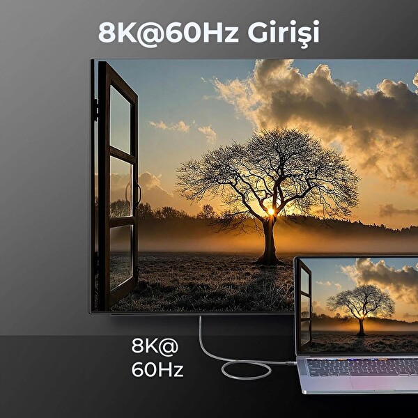 Bix USB4 Thunderbolt 3/4 Uyumlu USB-C IF Sertifikalı 240W 40Gbps 8K 60Hz UHD Hızlı Şarj 1 M Data ve Görüntü Aktarım Kablosu