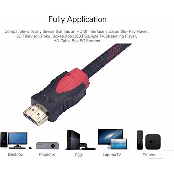 Daytona A4241 4K HDMI Kablosu 1.4b Ethernet Destekli 3D HDMI Görüntü Kablosu 10 Metre