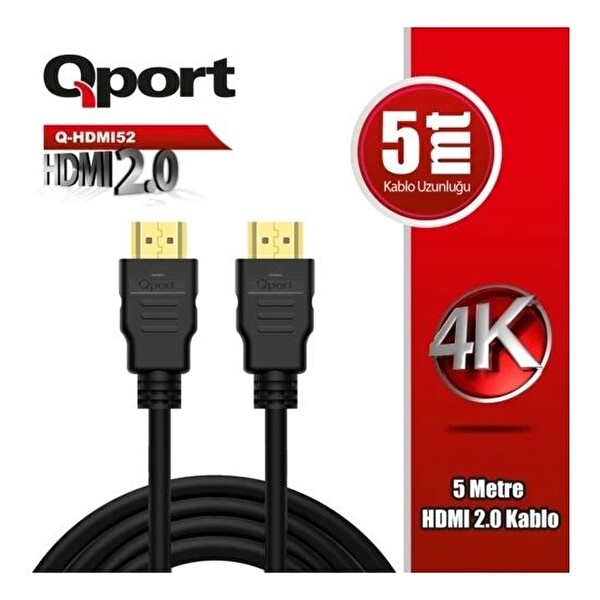 Qport Q-HDMI52 Altın Uçlu 5 Metre 4K 2.0 HDMI Kablo