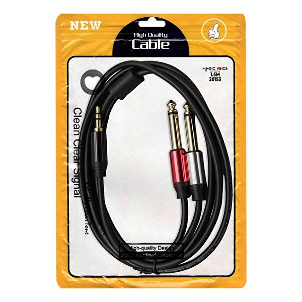 MagicVoice 3.5MM Stereo Erkek-2x6.3MM Mono Erkek 1.5 Metre Kablo