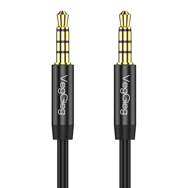 VegGieg 3.5mm Jack TRRS Hi-Fi Örgülü AUX Mikrofon ve Ses Kablosu 2 Metre V-A613