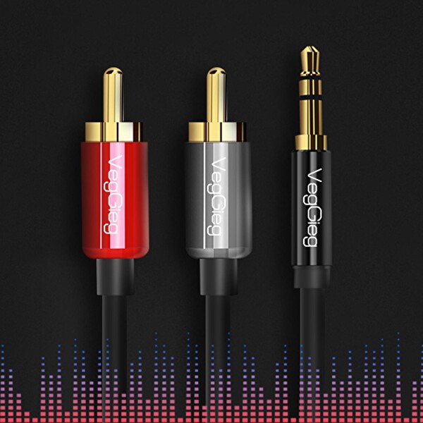 VegGieg 3.5mm AUX to 2 RCA Ses Kablosu 1 Metre V-A401