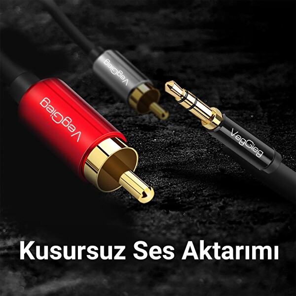 VegGieg 3.5mm AUX to 2 RCA Ses Kablosu 8 Metre V-A406