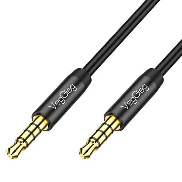 VegGieg 3.5mm Jack TRRS Hi-Fi Örgülü AUX Mikrofon ve Ses Kablosu 3 Metre V-A614