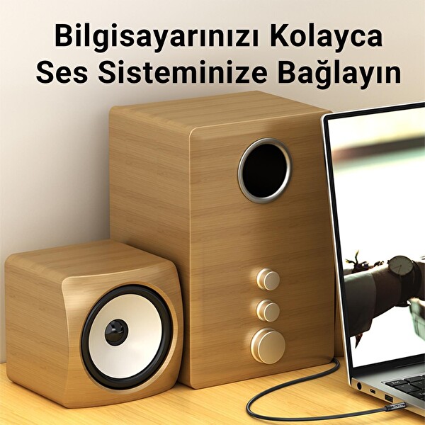 VegGieg 3.5mm Jack TRRS Hi-Fi Örgülü AUX Mikrofon ve Ses Kablosu 3 Metre V-A614