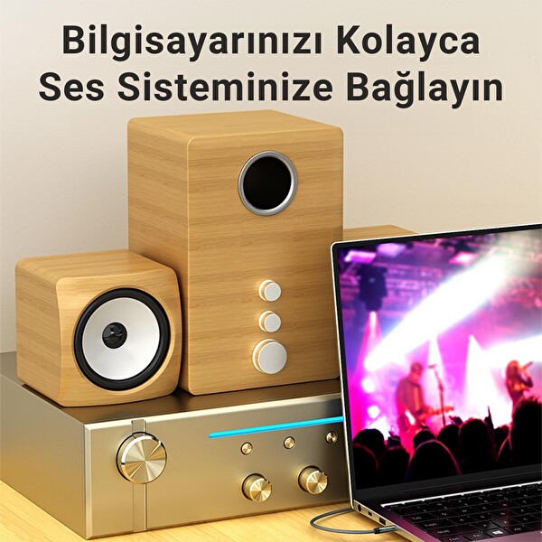 VegGieg 3.5mm Jack TRS Hi-Fi Örgülü AUX Ses Kablosu 1 Metre V-A501